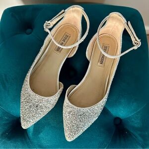 Steve Madden Silver Glitter Pointed Toe Flats
